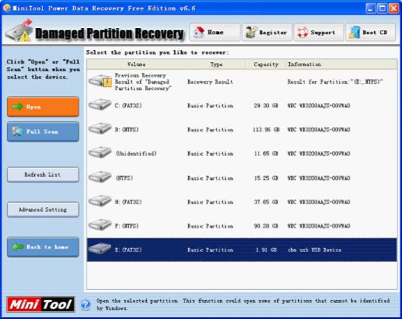 damaged partition recovery flash drive